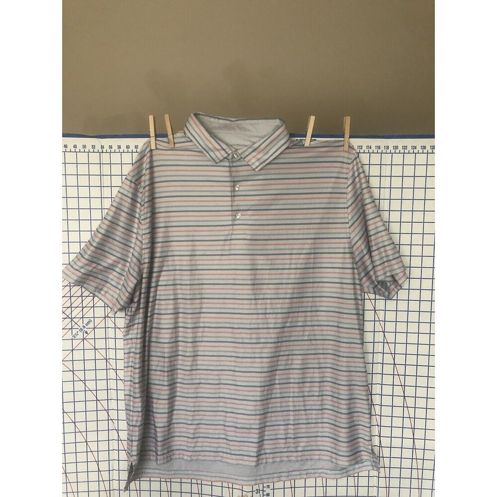 Hickey Freeman Tech Performance Flex Golf Polo Shirt Mens 2XL Striped Stretch